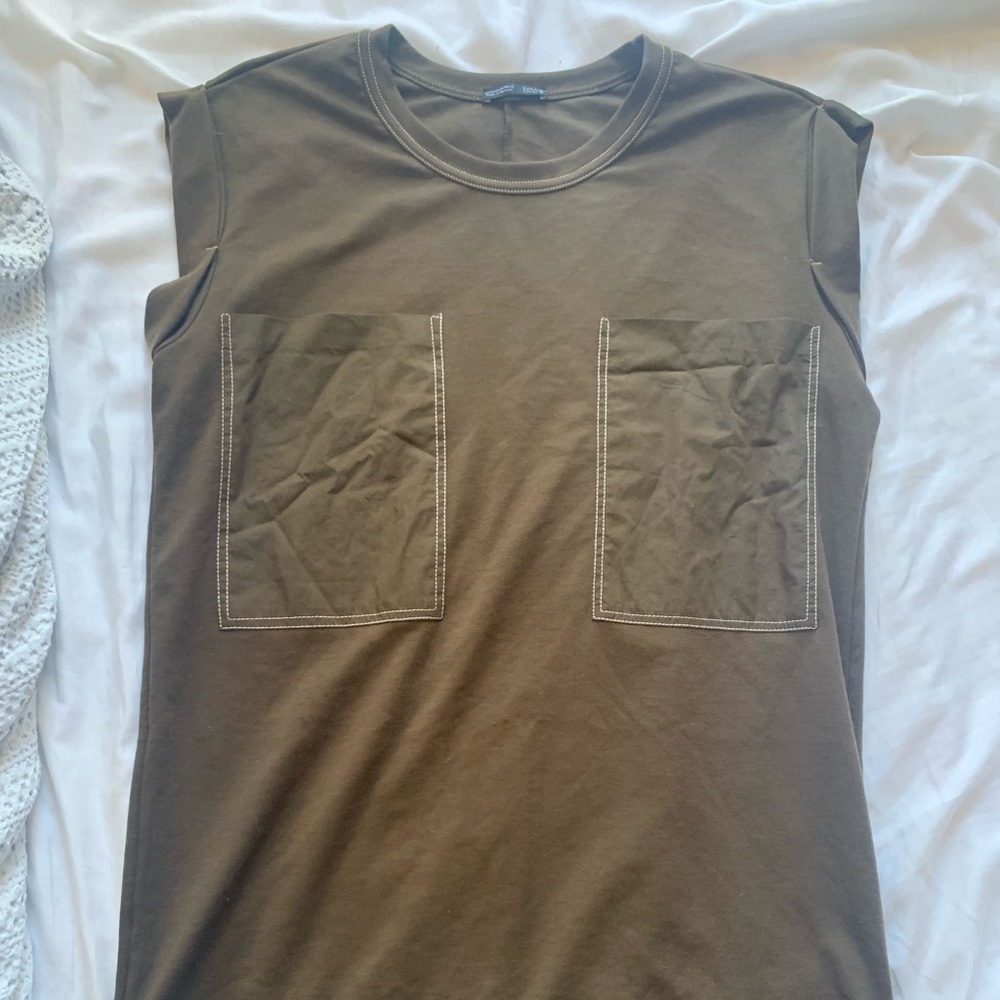 Zara Olive Green Shirt Dress (Medium)